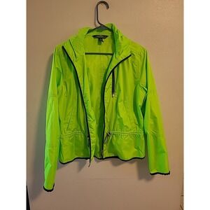 LRL Lauren Active Ralph Lauren Windbreaker FullZip Hooded BrightGreen Med Jacket